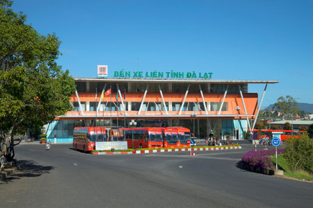 DALAT, VIETNAM - DECEMBER 28, 2015: New long-distance bus terminal in Dalatのeditorial素材