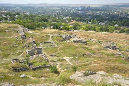 The ruins of the ancient city of Panticapaeum on mount Mithridat. Kerch, Crimea