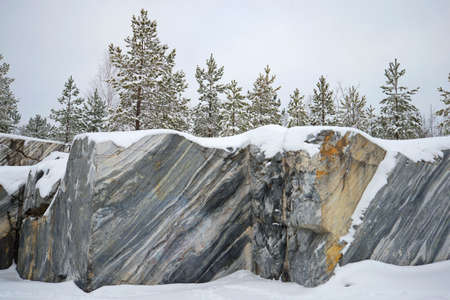 A cloudy January day in an Italian marble quarry. Ruskeala, Kareliaの写真素材