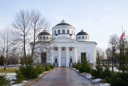 PUSHKIN, RUSSIA - FEBRUARY 24, 2014: Sophia (Ascension) Cathedral march afternoonのeditorial素材