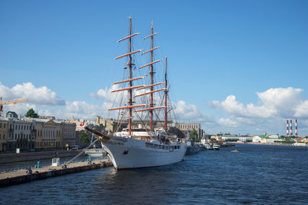 ST. PETERSBURG, RUSSIA - JULY 25, 2015: Cruise sailing ship Â«Sea Cloud IIÂ» moored at the...