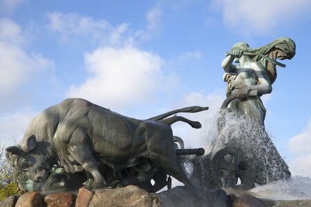 Gefion customize bulls. Fountain in Copenhagen, Denmarkの写真素材