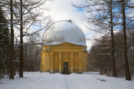 Pavilion 26-inch refractor of the Pulkovo astronomical observatory, february day. Saint Petersburg, Russiaのeditorial素材