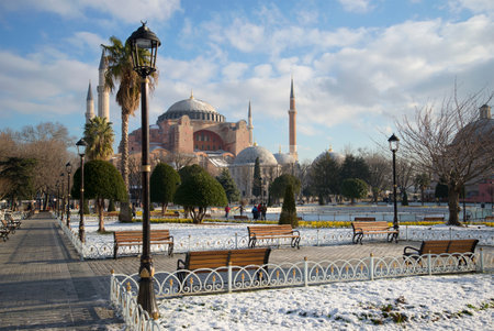 ISTANBUL, TURKEY - JANUARY 09, 2015: View of the mosque Hagia Sophia a sunny january afternoonのeditorial素材