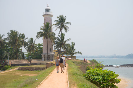 GALLE, SRI LANKA - MARCH 22, 2015: Walk along the historic waterfront fortress city of Galleのeditorial素材
