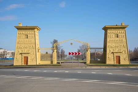 Egyptian gate, sunny april day. Tsarskoye Selo, Saint Petersburgの写真素材