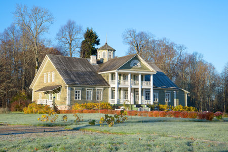 PSKOV REGION, RUSSIA - OCTOBER 18, 2014: House PA Hannibal in Petrovskoe, october day. Pushkinskiye Goryのeditorial素材