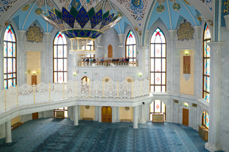 KAZAN, RUSSIA - APRIL 30, 2016: The interior of the mosque Kul-Sharif. The Kazan Kremlinのeditorial素材