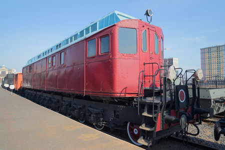 SAINT PETERSBURG, RUSSIA - MARCH 30, 2016: The first Soviet experimental locomotive system YM Gakkel (YAG?1) on the railwayのeditorial素材
