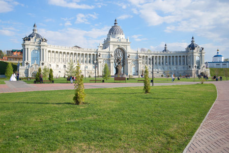 KAZAN, RUSSIA - APRIL 30, 2016: The farmers Palace, sunny april day. Tatarstanのeditorial素材