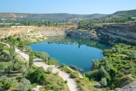 Old stone quarry in Inkerman. View from above. Crimeaの写真素材