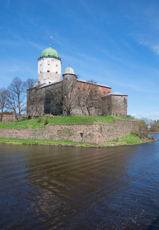 View on the old Vyborg castle, sunny may day. Russia, Leningrad regionのeditorial素材