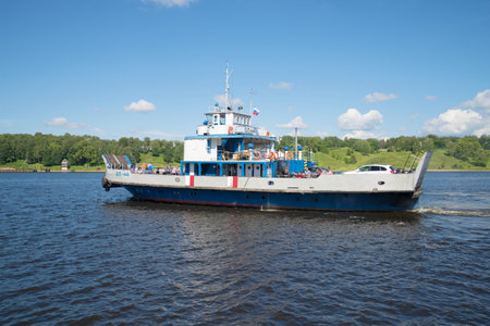 TUTAYEV, RUSSIA - JULY 14, 2016: Self-propelled cargo-passenger river ferry "SP-44" on the Volga riverのeditorial素材