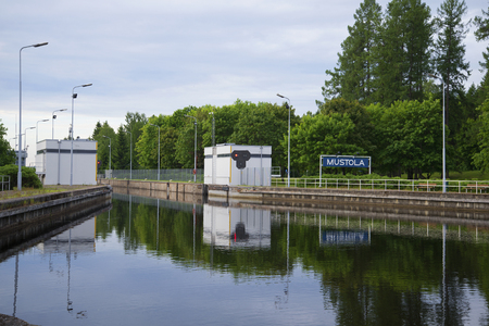 Gateway "Mustola" on the Saimaa canal, cloudy summer morning. Finlandの写真素材
