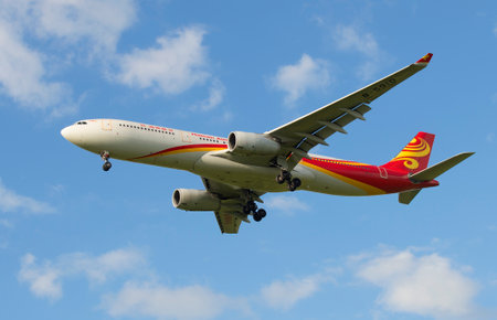SAINT PETERSBURG, RUSSIA - JULY 24, 2015: The Airbus A330-343 airline Hainan Airlines before landing in Pulkovo airportのeditorial素材