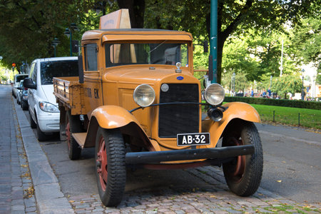 HELSINKI, FINLAND - AUGUST 28, 2016: Truck Ford Model AA Platform on the streets of Helsinki on a Sunny summer dayのeditorial素材