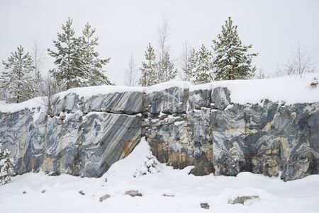 Rocks of an ancient marble quarry. Ruskeala, Kareliaの写真素材