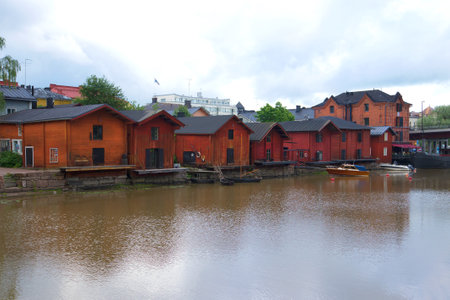 PORVOO, FINLAND - JULY 13, 2014: Cloudy July day in the old townのeditorial素材