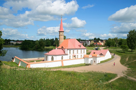 GATCHINA, RUSSIA - JULY 05, 2015: View of Priory Palace Sunny day in July. Leningrad regionのeditorial素材
