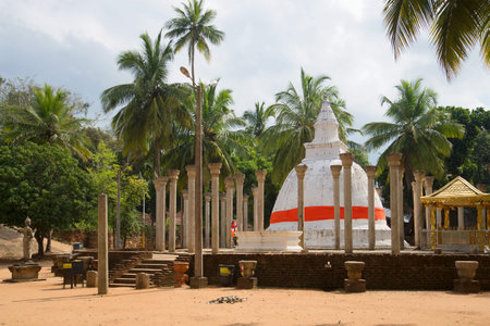 MIHENTALE, SRI LANKA - MARCH 12, 2015: One of the earliest Buddhist temples Ambasthala Dagoba on mango plateau. Mihintale, Sri Lankaのeditorial素材