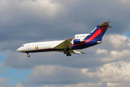 ST. PETERSBURG, RUSSIA - MAY 17, 2016: The Yakovlev Yak-42D (RA-42411) coming in the land in the...