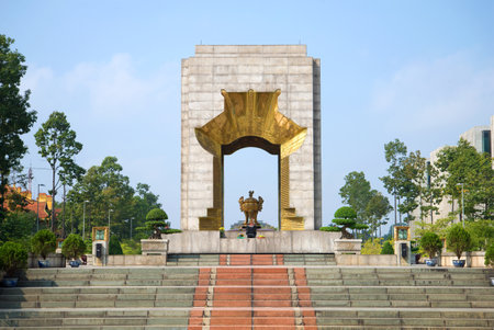 The monument to heroes martyrs of the anti-French revolt of 1886-1887 on the Badin Squareのeditorial素材