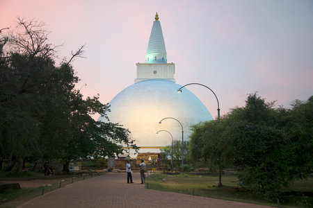 ANURADHAPURA, SRI LANKA - MARCH 13, 2015: View of the Dagoba Miriswatta in the twilight. Religious landmark of the Anuradhapura, Sri Lankaのeditorial素材