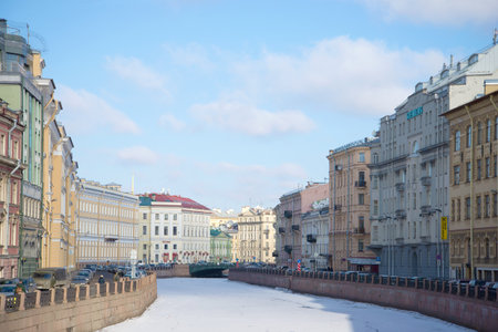 ST. PETERSBURG, RUSSIA - MARCH 05, 2017: March day on the Moika riverのeditorial素材