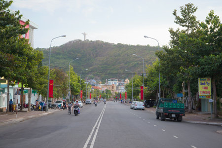 VUNGTAU, VIETNAM - DECEMBER 21, 2015: City landscape of Vungtau in the cloudy afternoonのeditorial素材