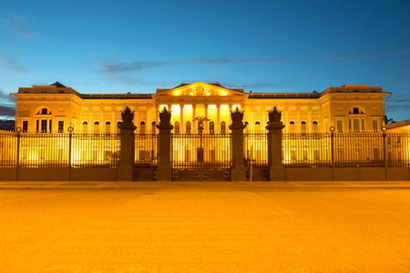 The building of the Mikhailovsky Palace in the night illumination of the May nightのeditorial素材