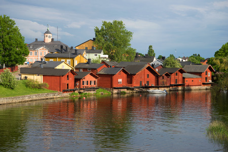 A June cloudy evening in the old town. Porvoo, Finlandの写真素材