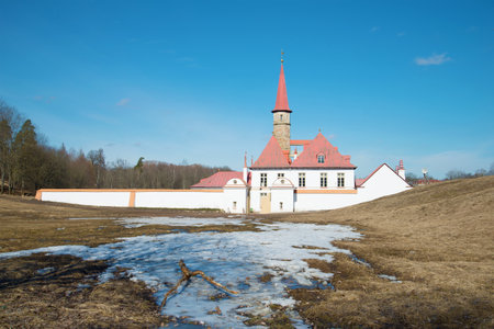 April sunny day at the Priory Palace. Gatchina, Russiaのeditorial素材