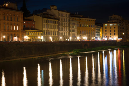 Night embankment of Florence. Italyのeditorial素材
