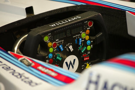 MILAN, ITALY - SEPTEMBER 29, 2017: A wheel of a race car of Williams FW38 of the racer Felipe Massa...
