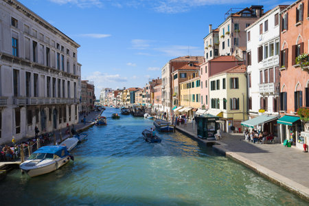 VENICE, ITALY - SEPTEMBER 25, 2017: Sunny day on the Cannaregio canalのeditorial素材