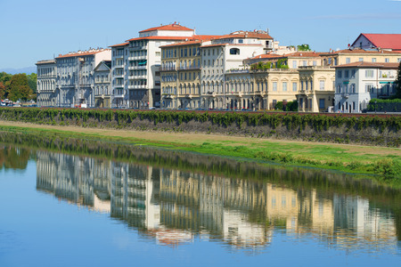Quay of the Arno River on a sunny day. Florence, Italyの写真素材