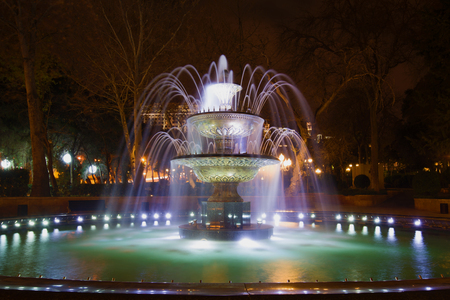 Fountain in the Vahid Park in the night illumination, Bakuの写真素材