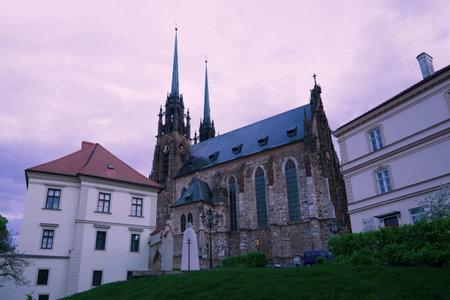 BRNO, CZECH REPUBLIC - APRIL 23, 2018: Cathedral of Saints Peter and Paul on a cloudy April eveningのeditorial素材