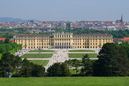 Schonbrunn Palace in the city landscape. Vienna, Austriaのeditorial素材