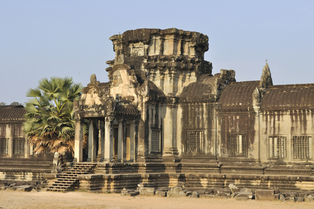 The ancient walls of Angkor Wat. Cambodiaの写真素材