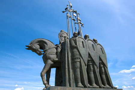 A monument Battle on the ice. Pskovのeditorial素材