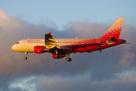 SAINT-PETERSBURG, RUSSIA - OCTOBER 25, 2018: Airplane Airbus A320-214のeditorial素材