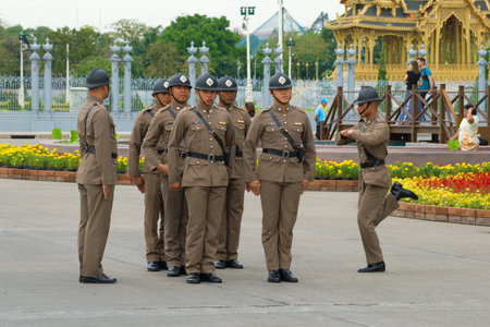 BANGKOK, THAILAND - JANUARY 03, 2019: A guard divorce ceremony on a New Year's holiday at Ananta Samakhom Throne Hallのeditorial素材