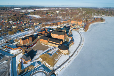 A view from the heights of the ancient Hameenlinna fortress on a sunny March day. Finlandのeditorial素材