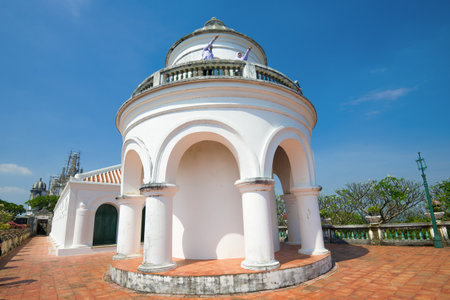 PHETCHABURI, THAILAND - DECEMBER 13, 2018: Building of the ancient royal observatory on Phra Nakhon Khiri hill  close-upのeditorial素材