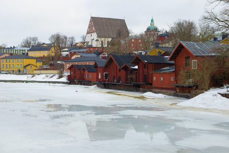 A gloomy March day in old Porvoo. Finlandのeditorial素材