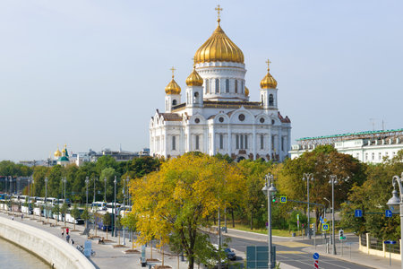 MOSCOW, RUSSIA - SEPTEMBER 01, 2018: View of the Cathedral of Christ the Savior on a sunny September dayのeditorial素材