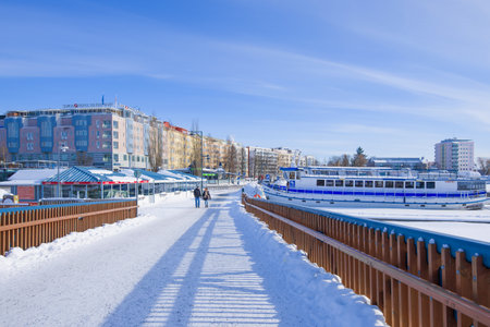 SAVONLINNA, FINLAND - MARCH 03, 2018: A frosty winter morning in Savonlinnaのeditorial素材