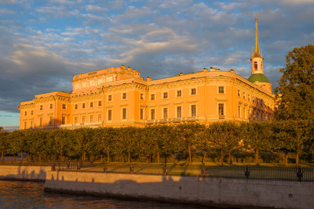 Engineer castle in the light of the evening June sun. Saint-Petersburg, Russiaのeditorial素材