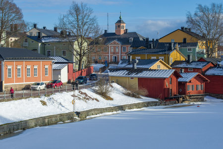 PORVOO, FINLAND - MARCH 10, 2019: March in the old townのeditorial素材